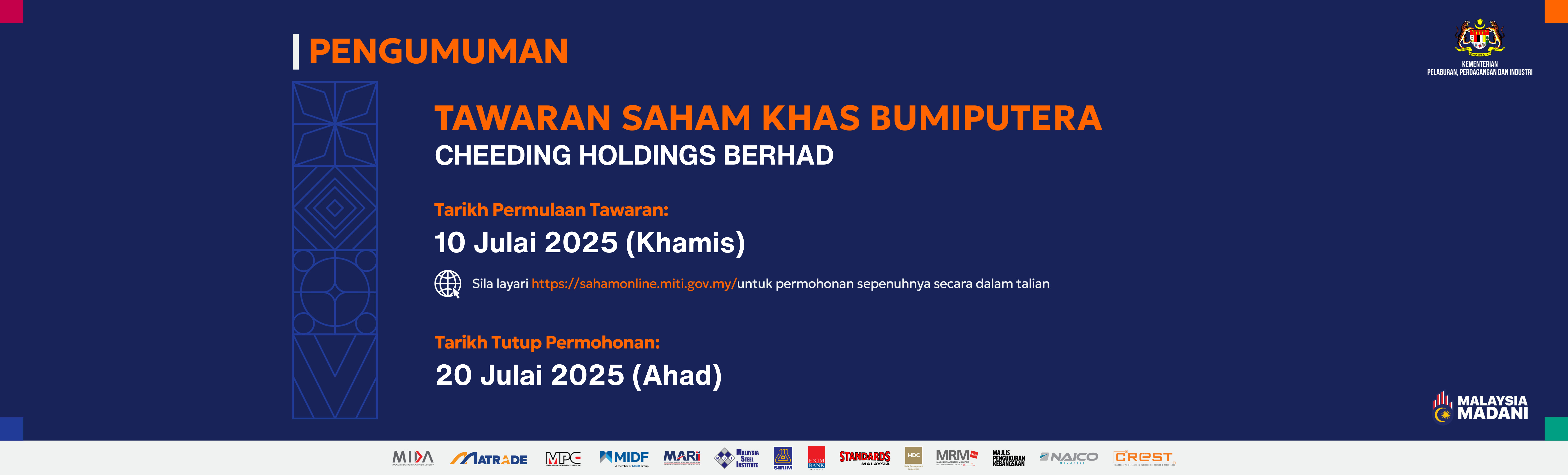 TAWARAN SAHAM KHAS BUMIPUTERA 2025 CHEEDING HOLDINGS BERHAD